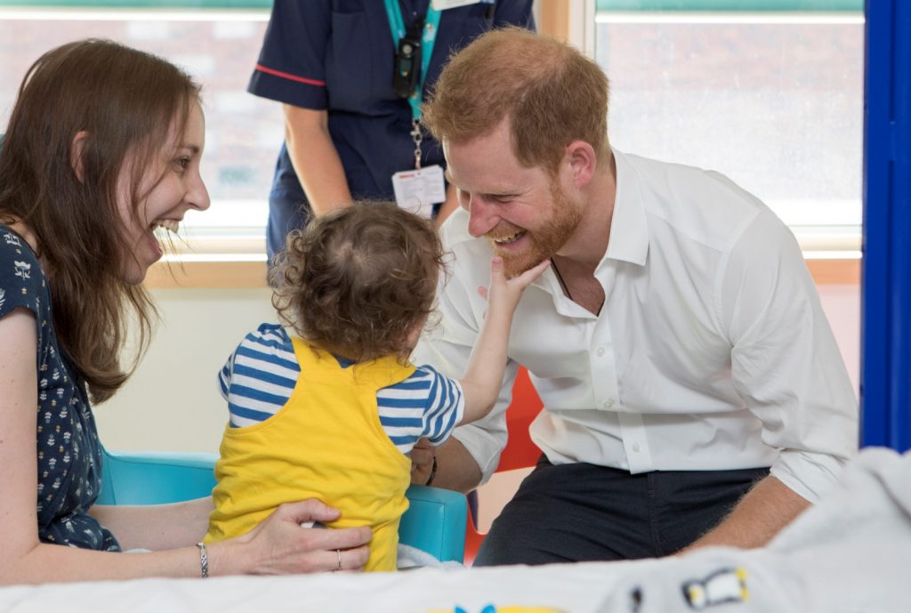 Prince Harry meets Noah, who has been a patient on the new ward since it opened in 2018