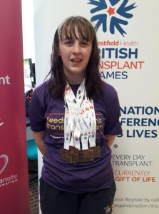 ellie with medals at british transplant games