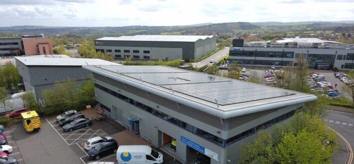 solar panels on roof of building